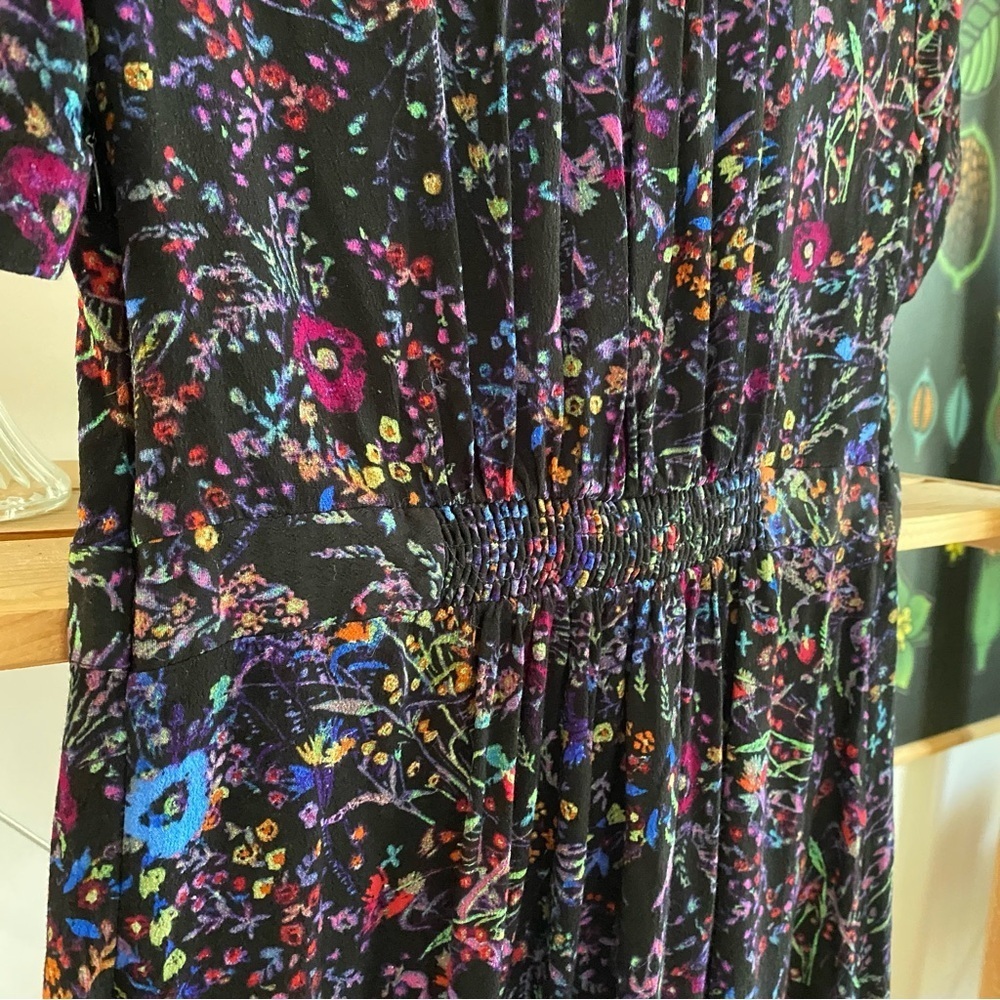 Anthropologie Maeve Black Floral Leopard Print Morgan Wrap Dress 6 - Picture 10 of 16